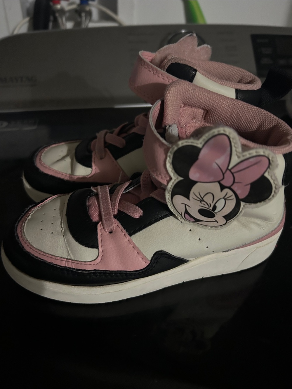 Disney Pink White and Black Minnie Mouse High-Top Sneakers